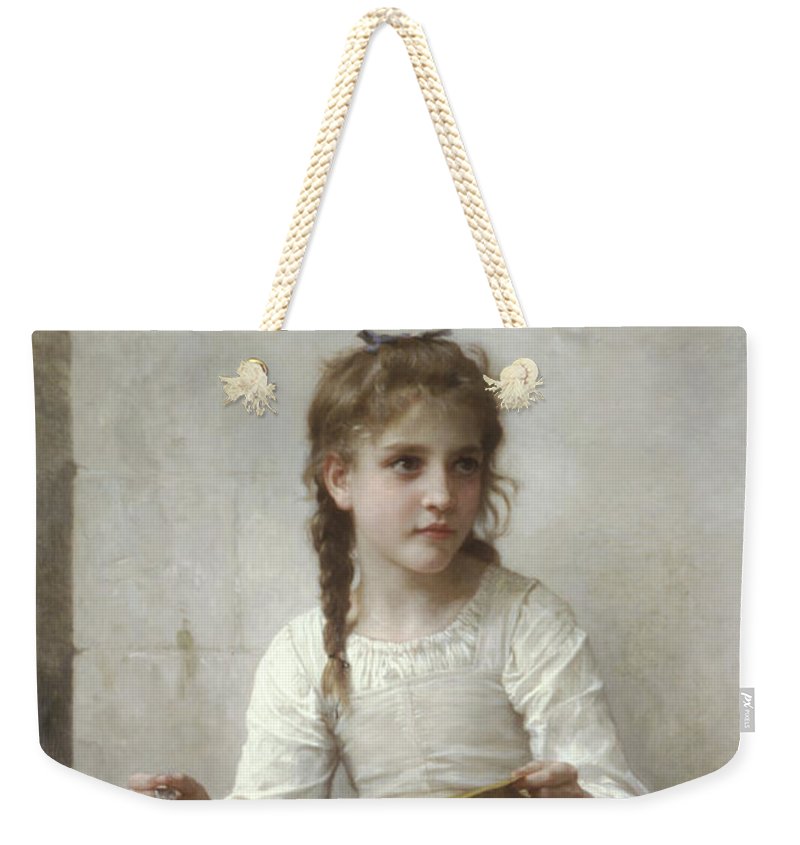 Sewing By Adolphe-William Bouguereau - Large Weekender Tote Bag