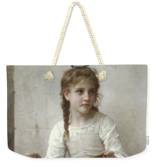 Sewing By Adolphe-William Bouguereau - Large Weekender Tote Bag