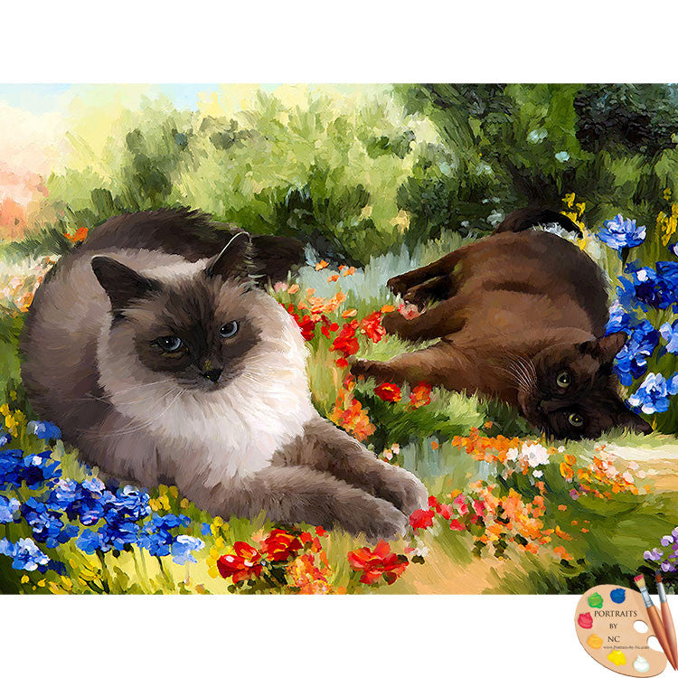 Siamese Cats Painting 512
