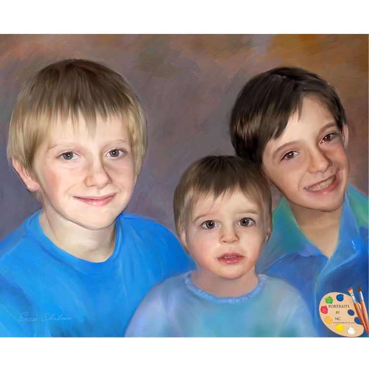 Siblings Portrait Brotherly Love Painting 301