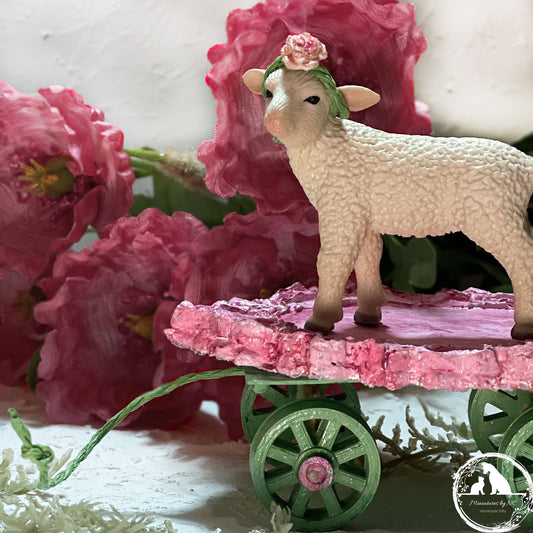 Moutons sur roues décor de Pâques (Ensemble de 2 moutons)