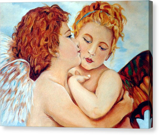 Stretched Canvas Print - The Kiss - Figurative Print