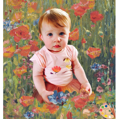 Toddler Painting Girl Picking Flowers 272