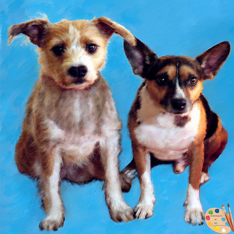 Two Mutts Two Mutts Dog Portrait from Photo β Portraits and Miniatures by NC