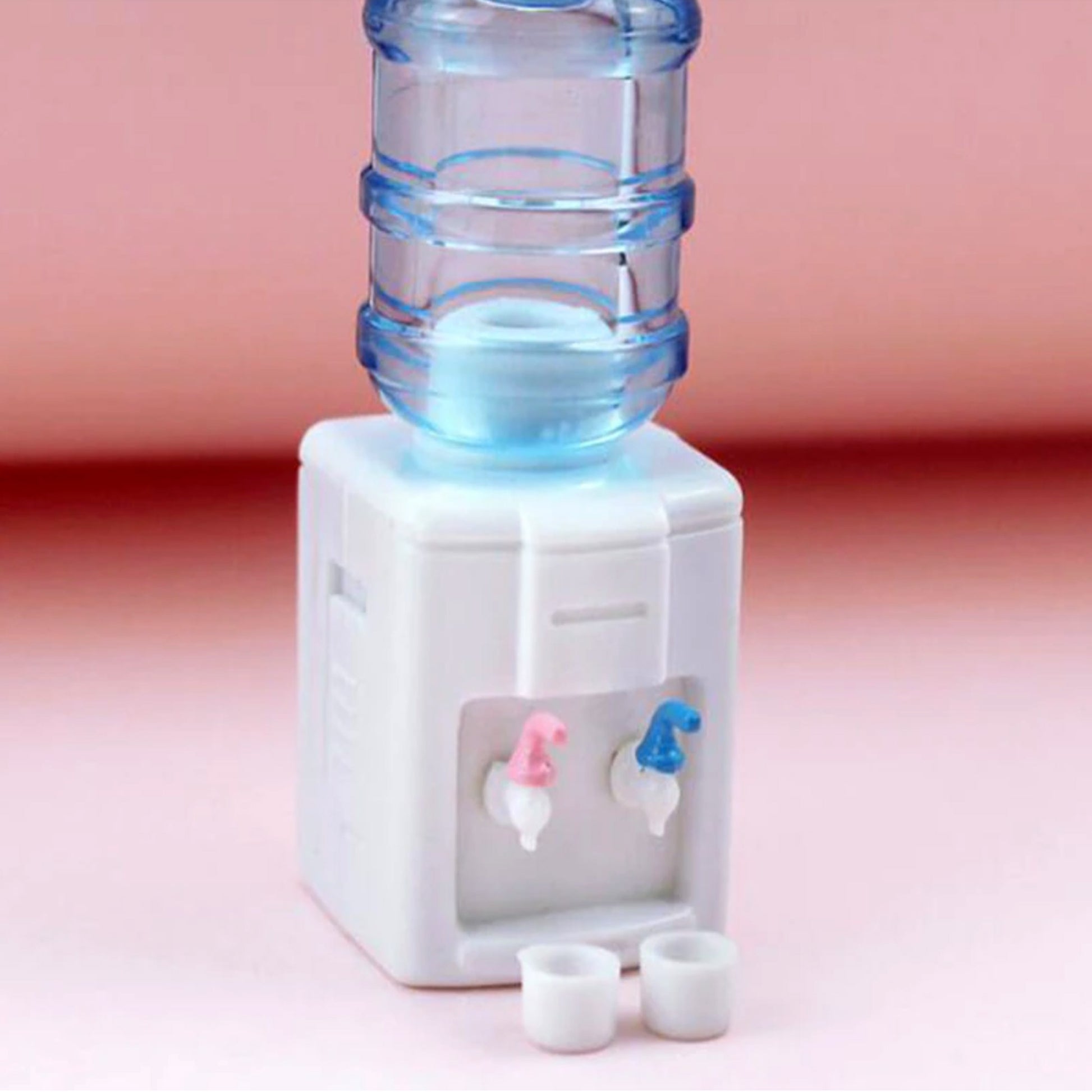 miniature dollhouse water cooler with cups