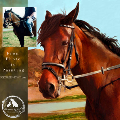 Welsh Horse Custom Oil Portrait before and after