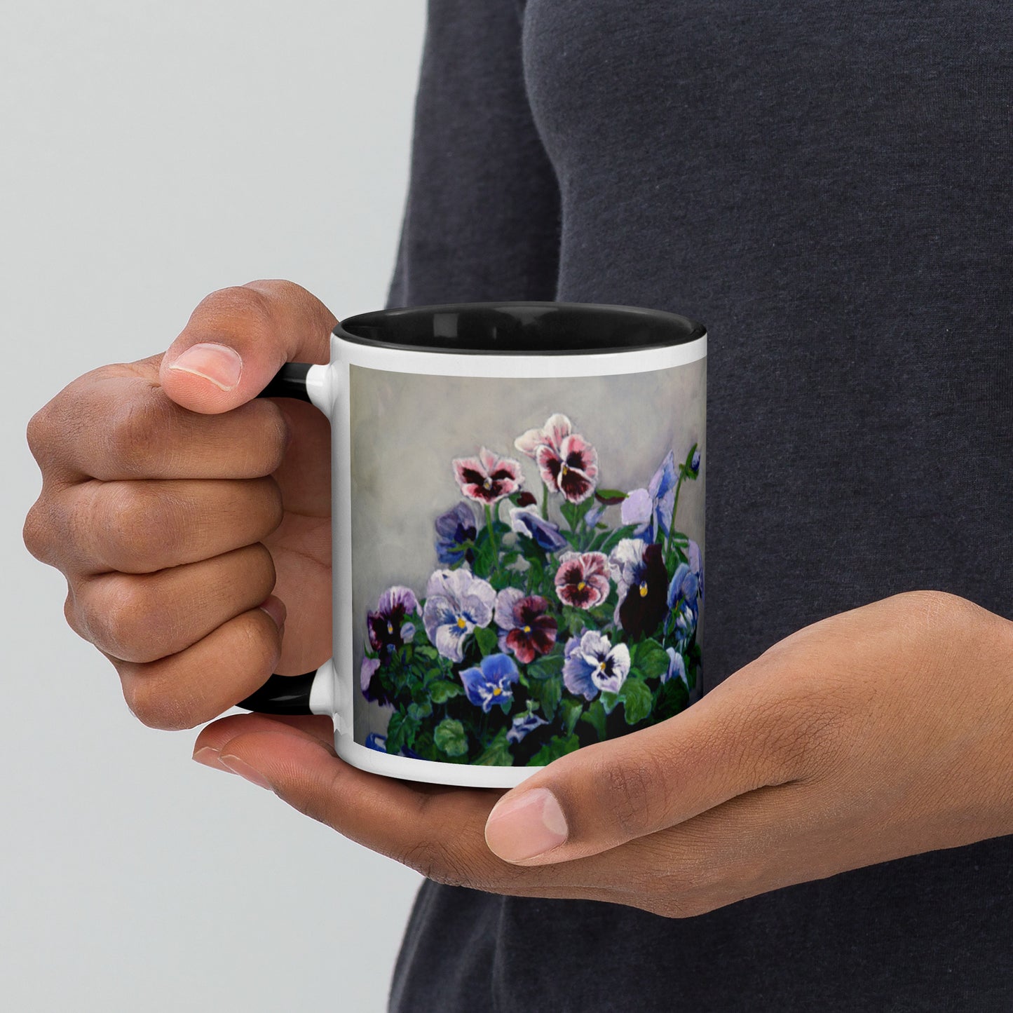 Pansies Mug with Color Inside