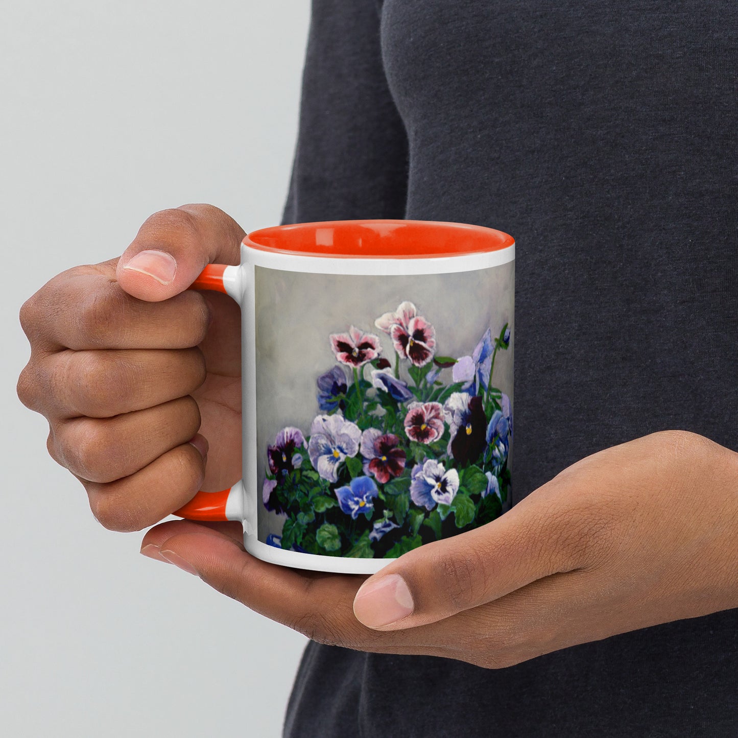 Pansies Mug with Color Inside