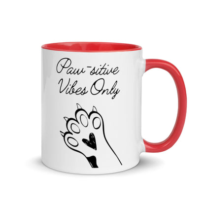 Paw-sitive Vibes Only Mug red handle