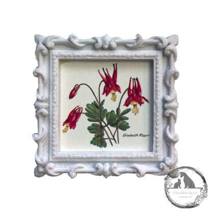 whiter dollhouse frame with floral print