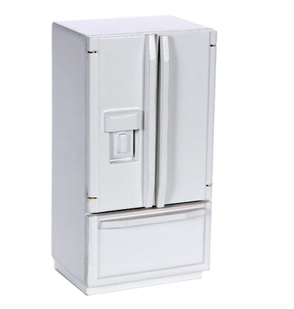 Mini Double Door Refrigerator 1/12 Scale Wood Fridge with opening Doors