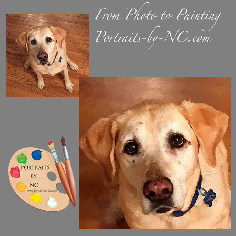 Yellow Lab Portrait from Photo – Portraits and Miniatures by NC